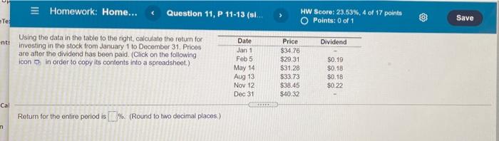  = Homework: Home... Question 11,P 11-13 (sl... > HW Score: 23.63%,