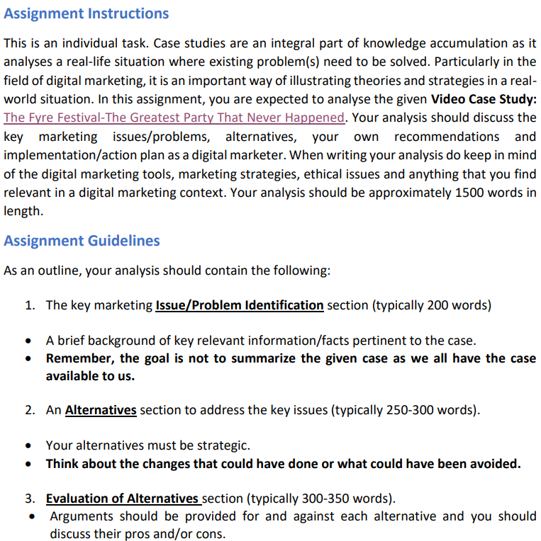 Assignment Instructions This is an individual task. Case studies are an
