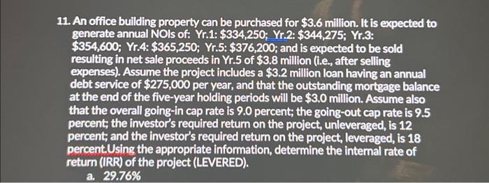  show how to solve using excell formulas 11. An office building