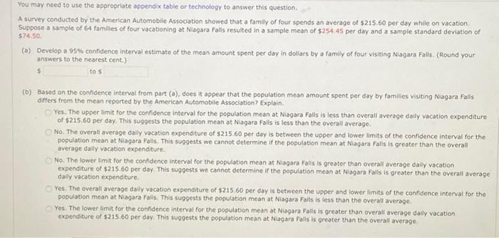  You may need to use the appropriate appendix table or technology