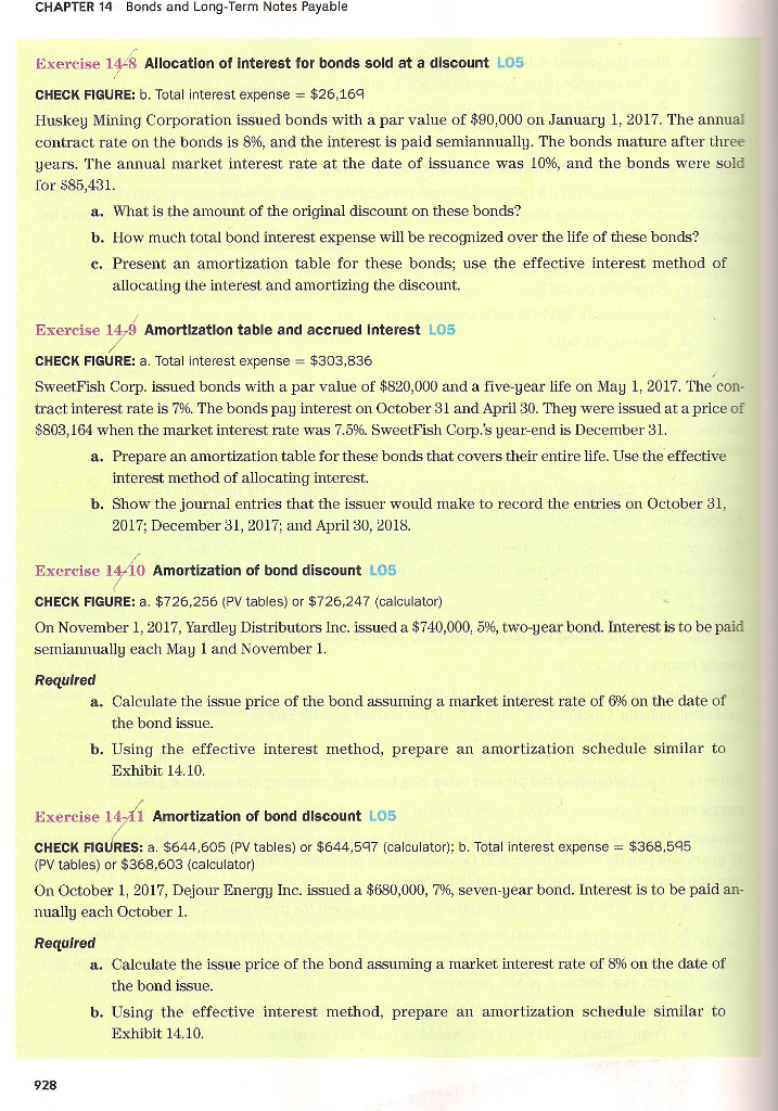  CHAPTER 14 Bonds and Long-Term Notes Payable discount L05 Exercise 14-8
