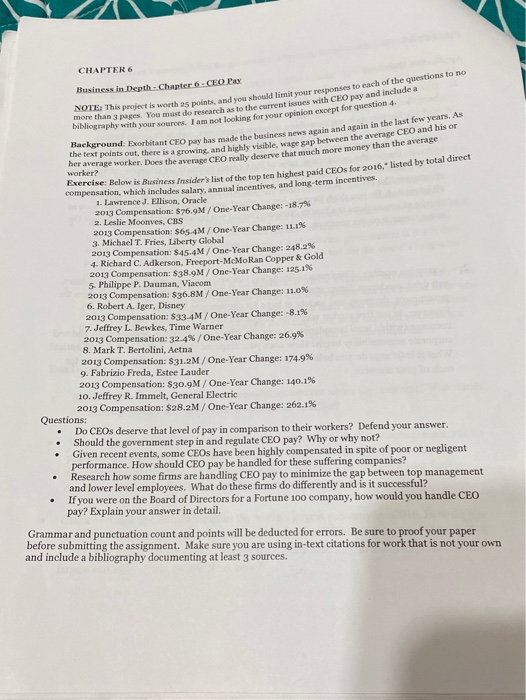  CHAPTER 6 Business in Depth - Chapter 6 CEO P this