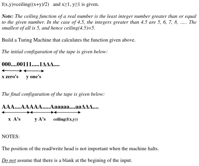  f(x,y)=ceiling((x+y)/2) and x1, y21 is given. Note: The ceiling function of