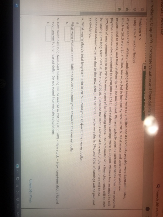  NAGE MINUTAP Search this cours ce Problems: Chapter 09 - Corporate