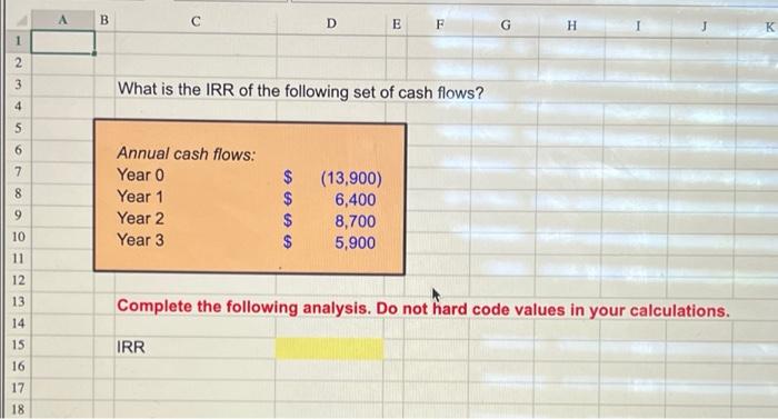 solve using cell numbers only B D E F G H K