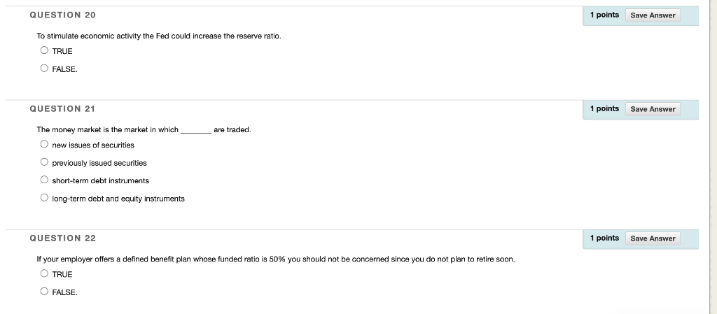 QUESTION 20 1 points Save Answer To stimulate economic activity the