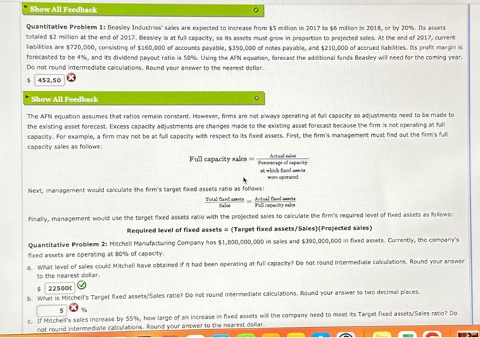  Quantitative Problem 1: Beasley Industries' sales are expected to increase from