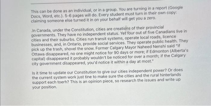  This can be done as an individual, or in a group.