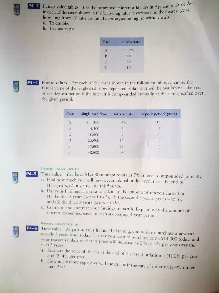  LG P4-3 Future value tables Use the future value interest factors