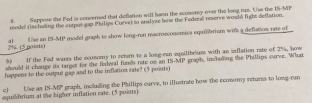  8. Suppose the Fed is concerned that deflation will harm the