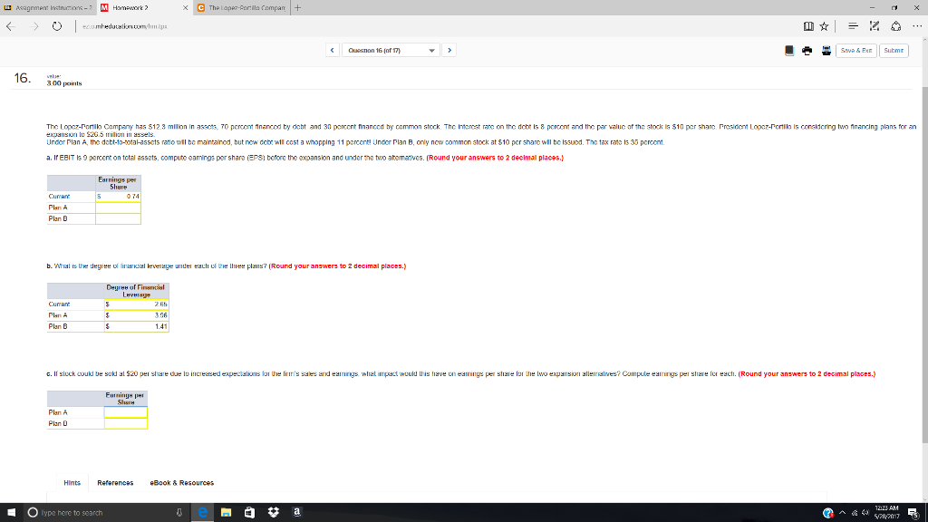 Previous answer provided by Chegg is wrong. Please rework, The Lopez-Portillo Company