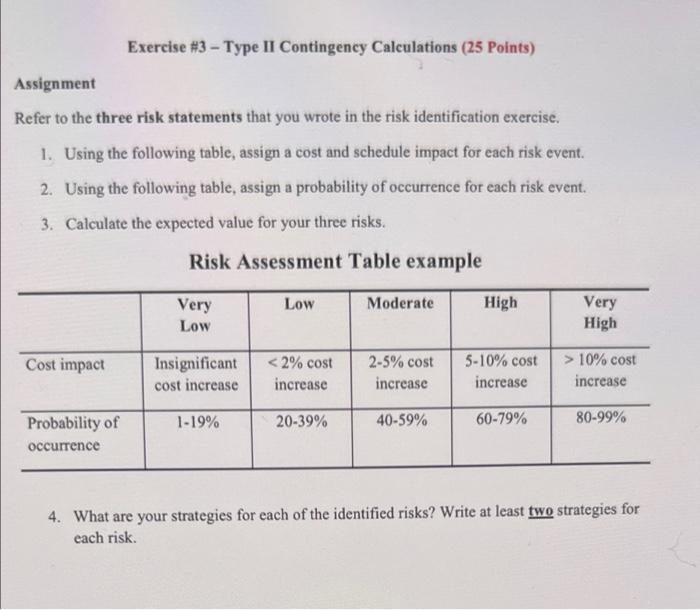 Exercise #3 - Type II Contingency Calculations (25 points) Assignment Refer