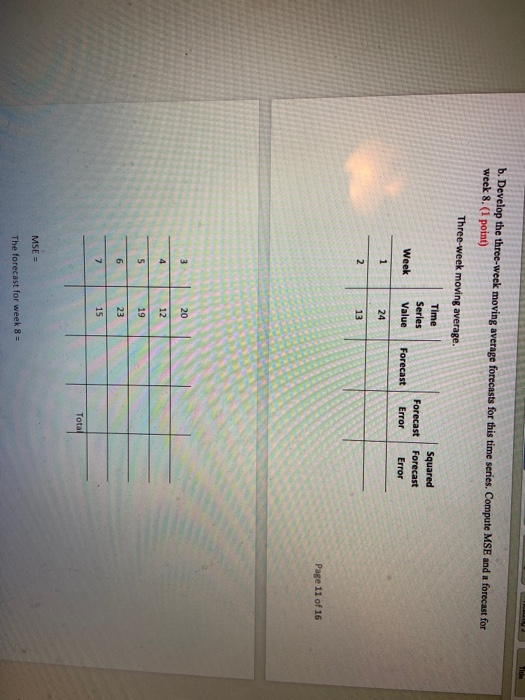 series data. Month 1 2 3 4 Time Series Value 24 13