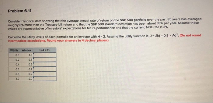  Problem 6-11 Consider historical data showing that the average annual rate