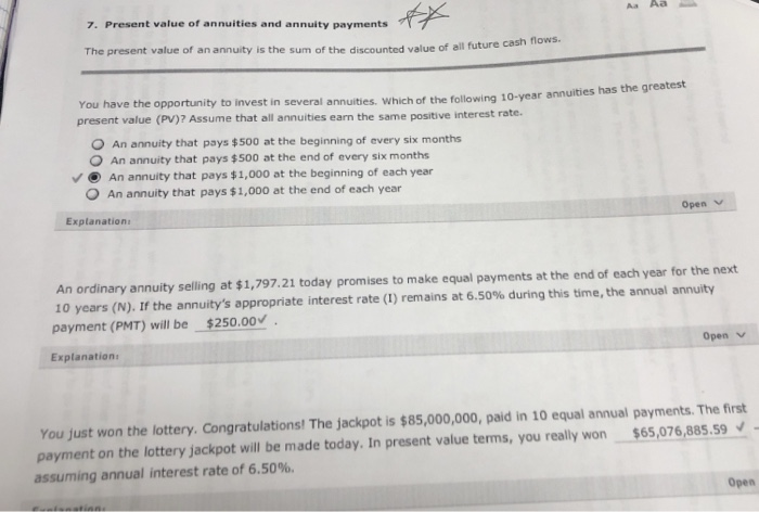 please solve & explain each one without using excel 7. Present value