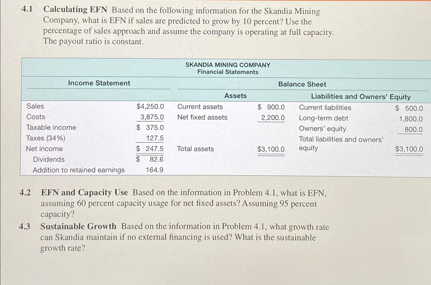  4.1 Calculating EFN Based on the following information for the Skandia