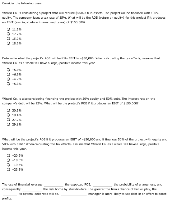 Consider the following case Wizard Co. is considering a project that