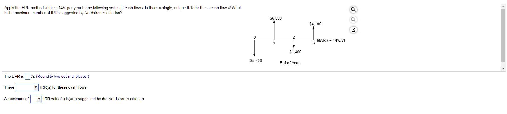  Apply the ERR method with e = 14% per year to
