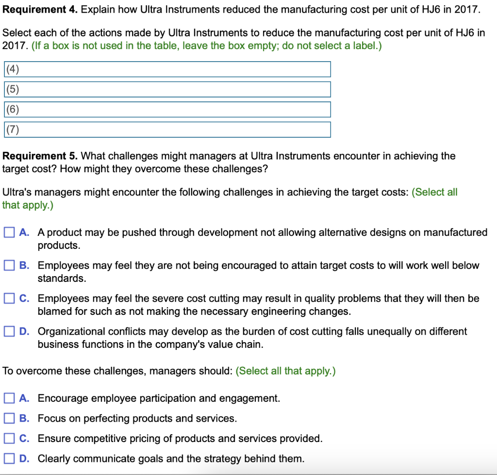 materials) and three indirect-cost categories: In response to competitive pressures at the
