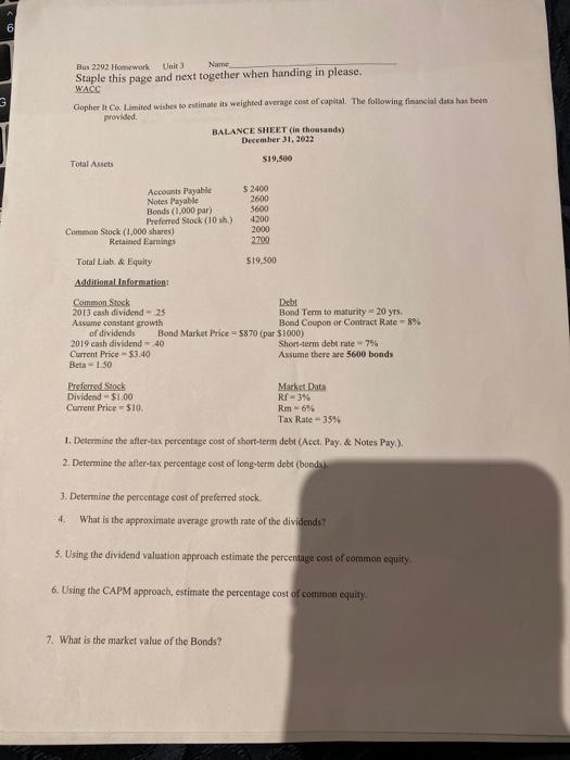  6 3 Bus 2292 Homework Unit Nam Staple this page and