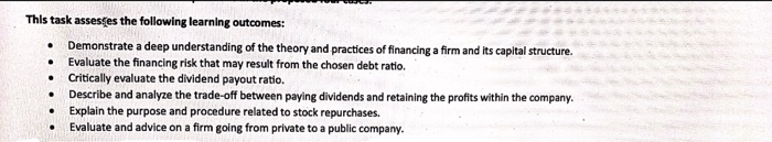 This task asseses the following learning outcomes: Demonstrate a deep understanding
