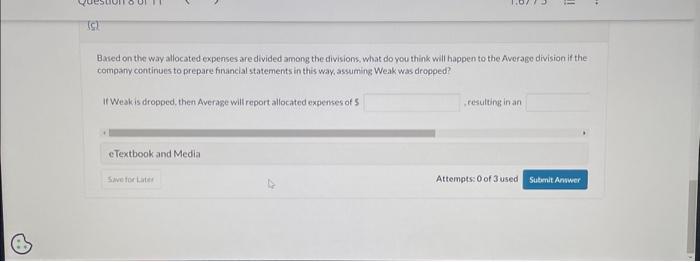 how much would total income change if the Weak division were dropped?