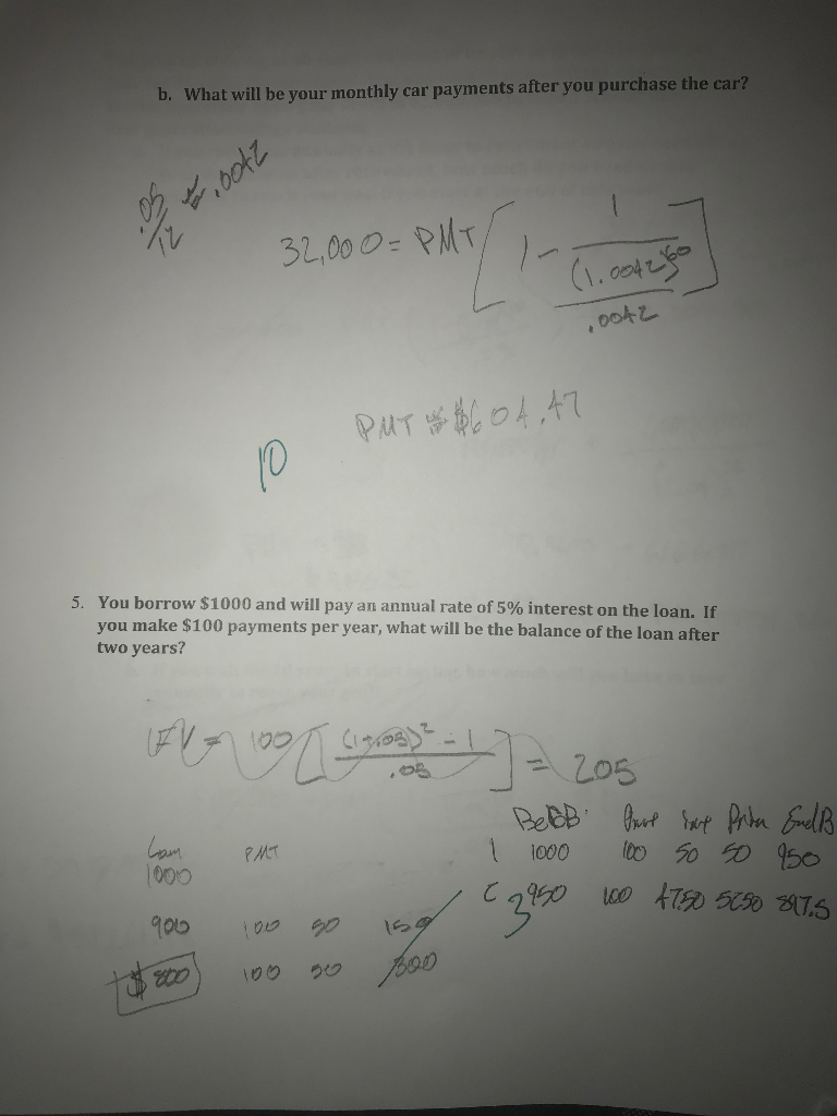  Just question number 5. b. What will be your monthly car