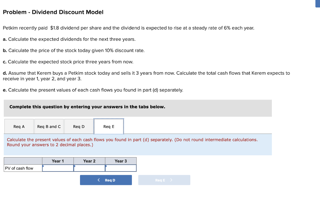 for the next three years. b. Calculate the price of the stock
