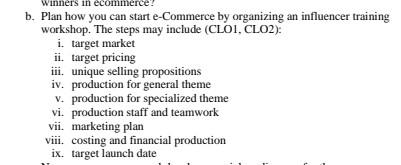  Winners in ecommerce b. Plan how you can start e-Commerce by