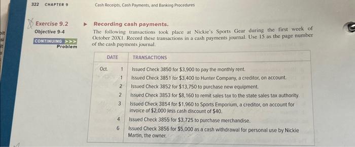  bit si 322 CHAPTER 9 Exercise 9.2 Objective 9-4 CONTINUING >>>