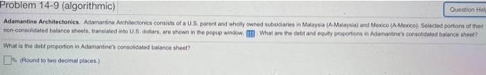  Problem 14-9 (algorithmic) Question Hel Adamantine Architectonics. Adamantine Architectonics consists of