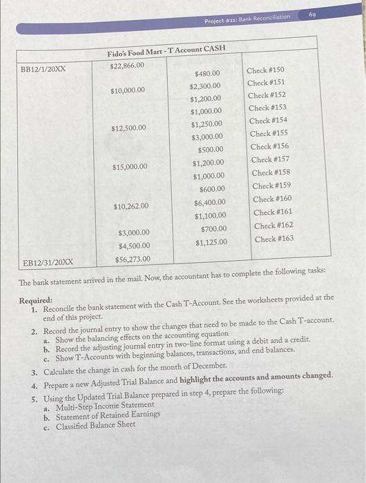 1929 085 Project #11 99 Bank Reconciliation Preview of Chapter At the