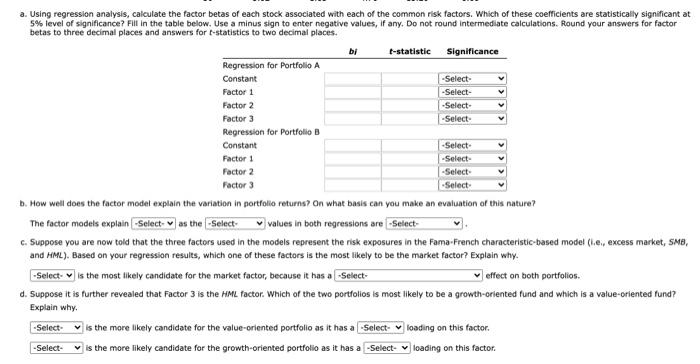monthly excess returns to two different actively managed stock portfolios (A and