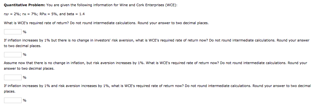 8.4 Quantitative Problem: You are given the following information for Wine and