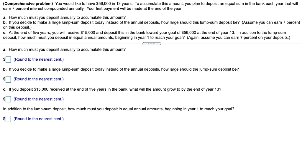 please answer all blank squares in the problem (Comprehensive problem) You would