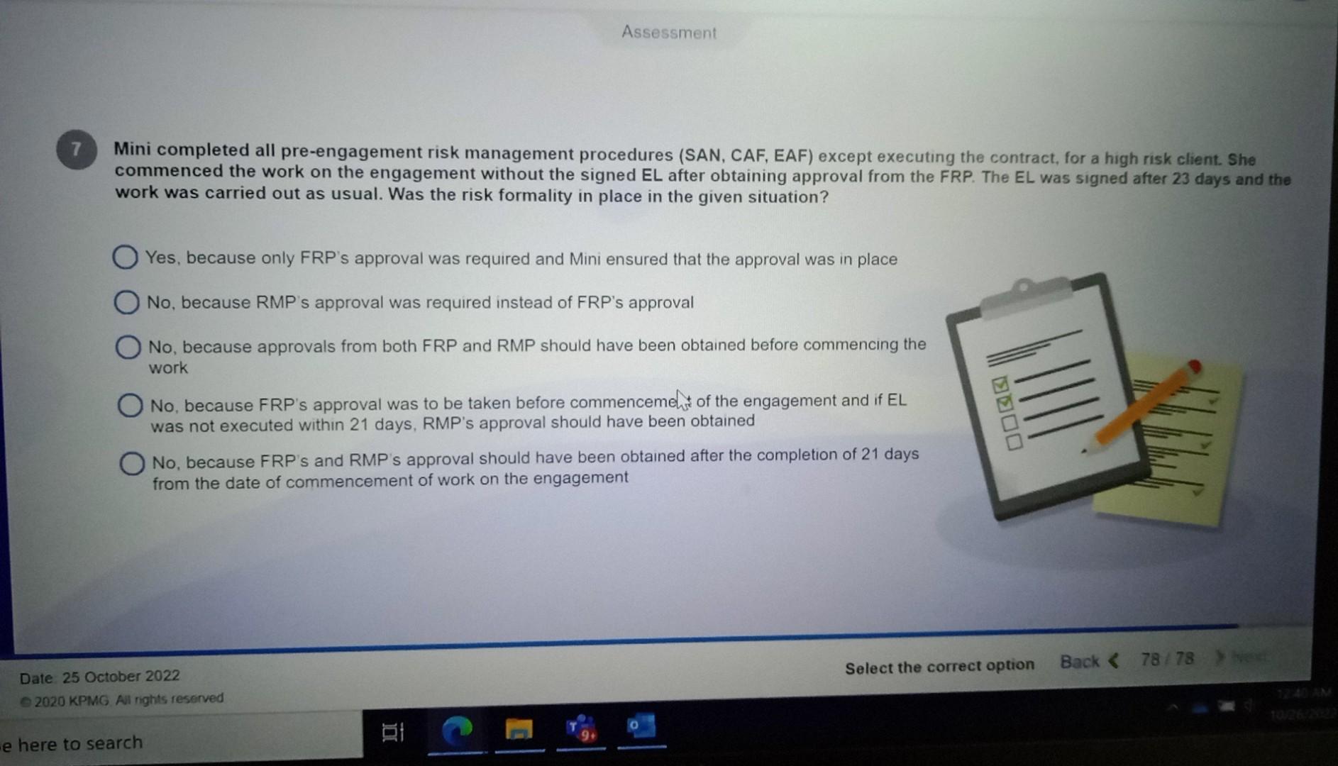  Mini completed all pre-engagement risk management procedures (SAN, CAF, EAF) except