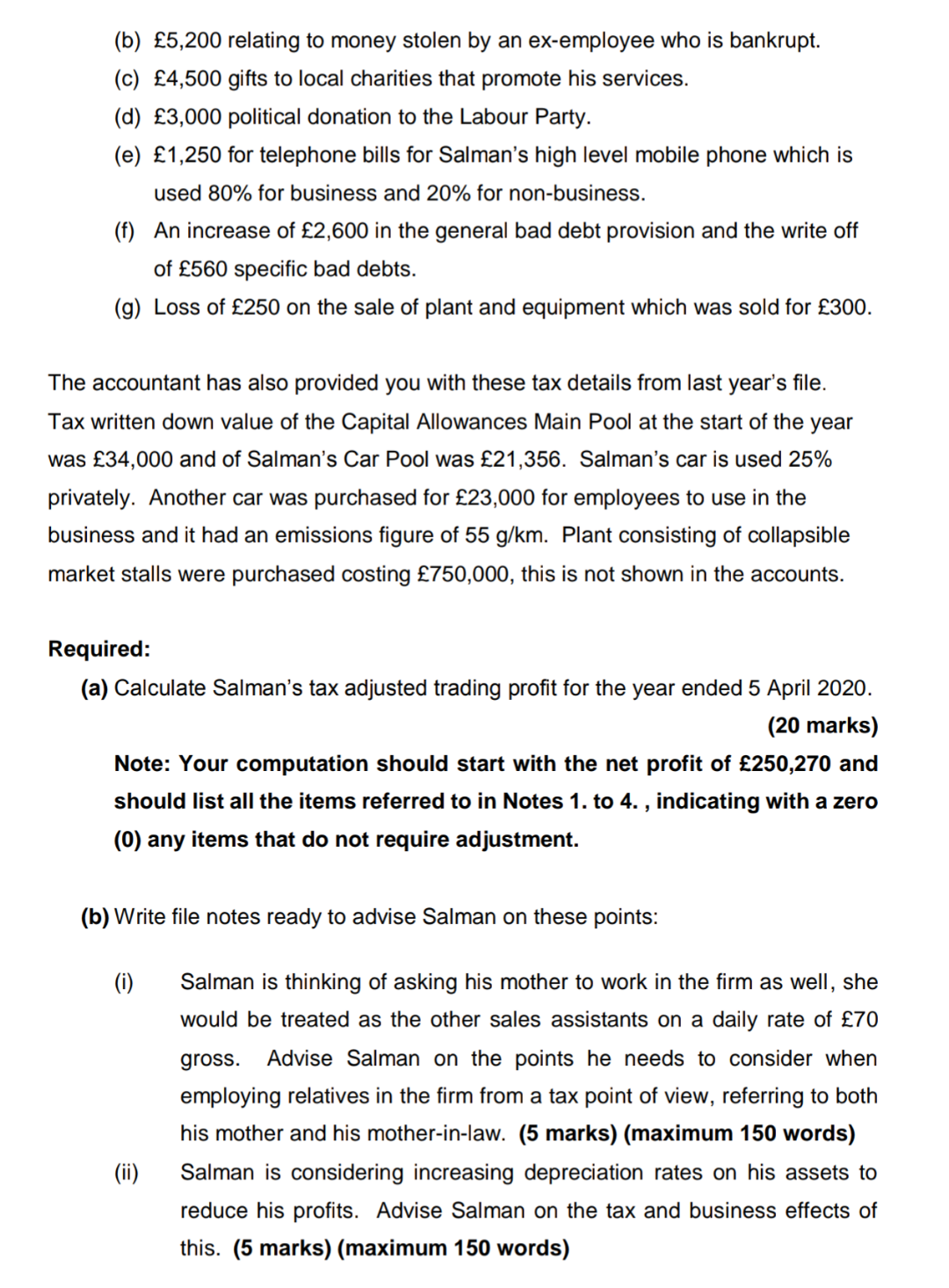 PERCENT (60%) OF THE OVERALL MARK ANSWER ANY TWO (2) QUESTIONS FROM