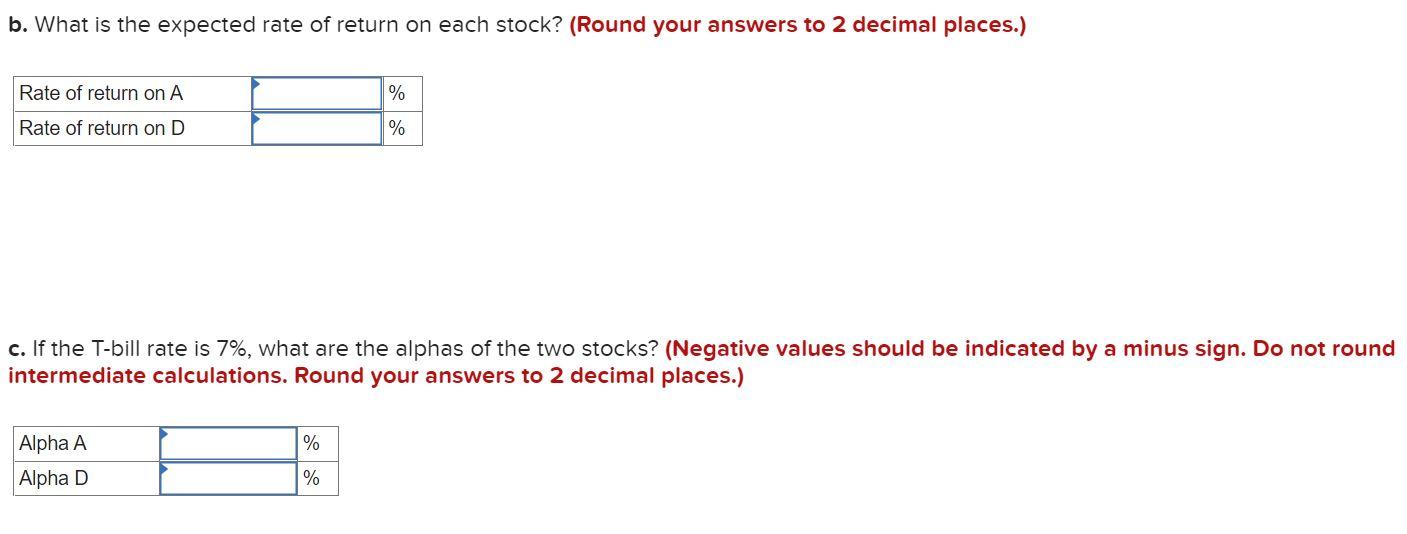 on two stocks and the market index in two scenarios: Scenario 1