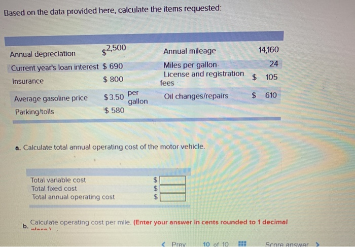  Based on the data provided here, calculate the items requested: 14,160