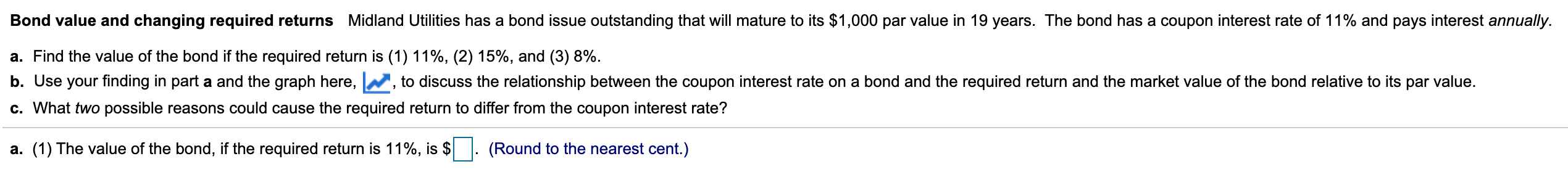 Bond value and changing required returns Midland Utilities has a bond