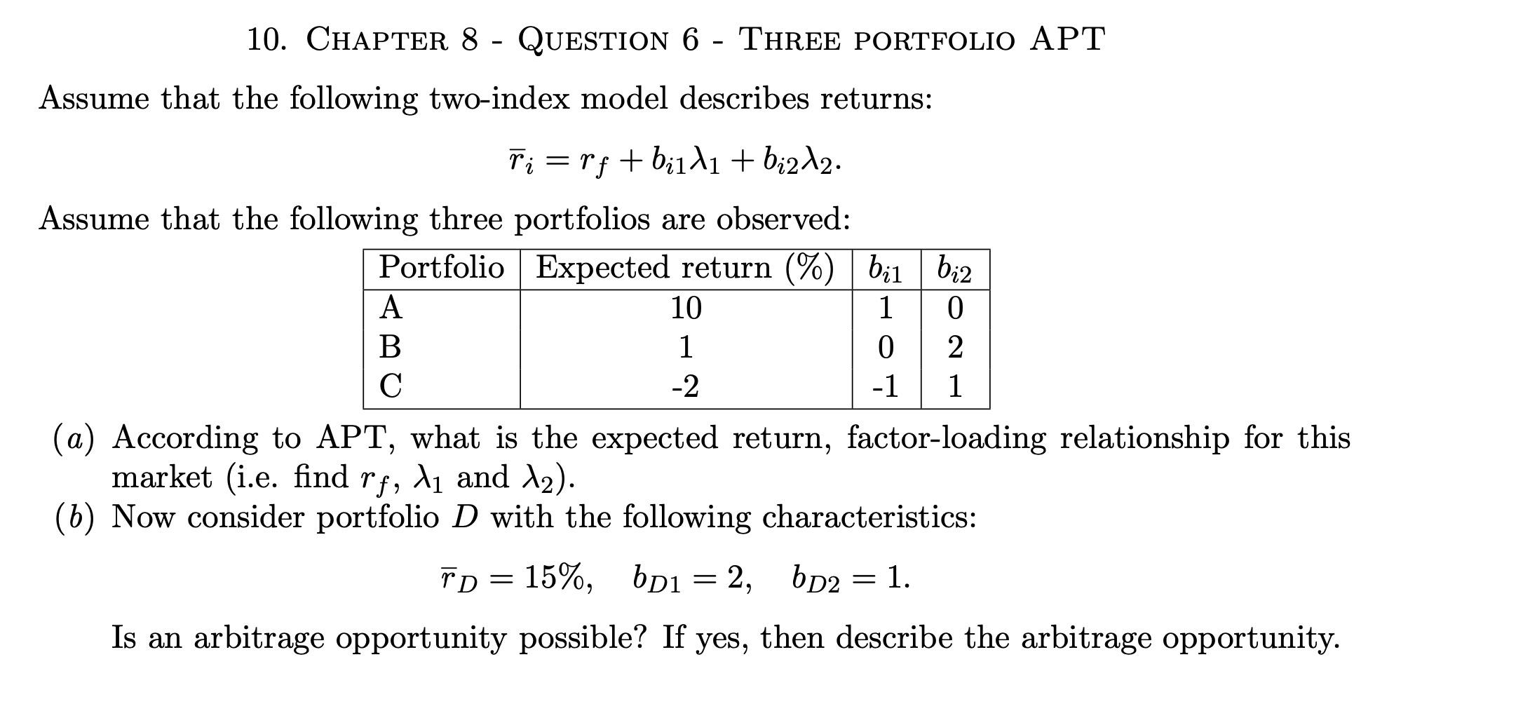  - - 10. CHAPTER 8 - QUESTION 6 - THREE PORTFOLIO