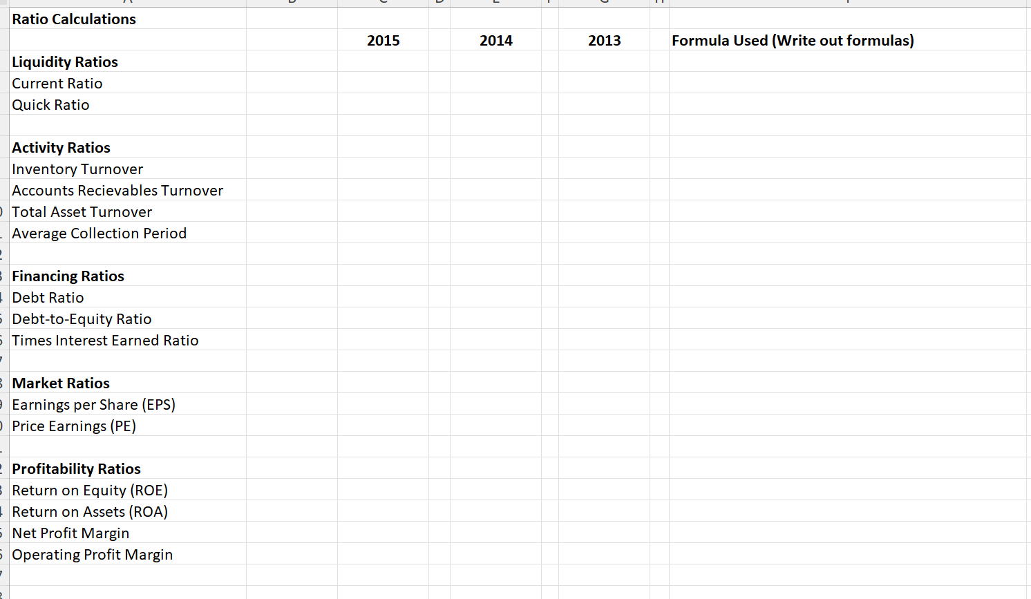 please explain it well with all proper formulas. Ratio Calculations Activity Ratios