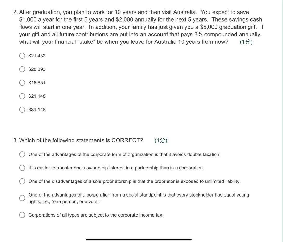 2. After graduation, you plan to work for 10 years and
