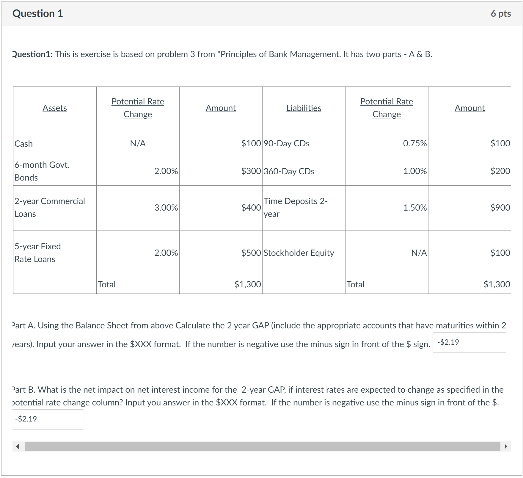 Question 1 6 pts Question 1: This is exercise is based