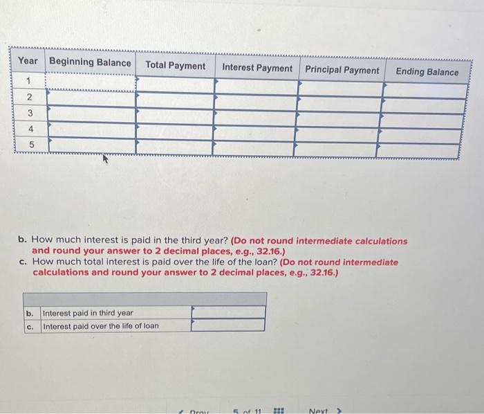 for a five-year loan of $69,000. The interest rate is 8 percent