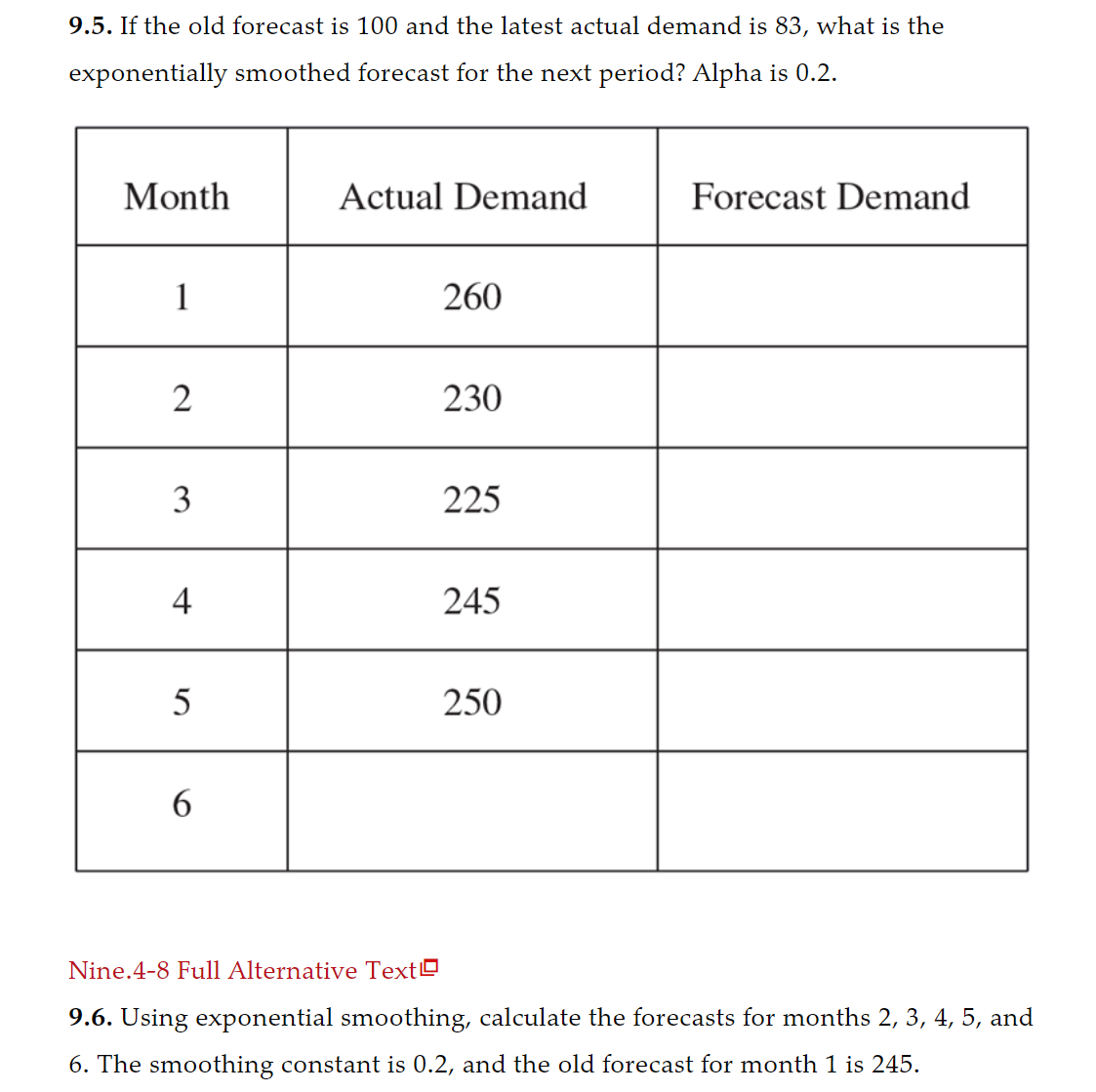 please answer 9.5 and 9.6 9.5. If the old forecast is 100