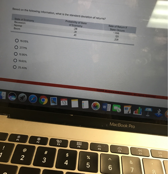  Based on the following information, what is the standard deviation of