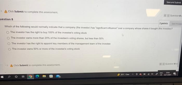  Save and Submit Click Submit to complete this assessment, Question 8