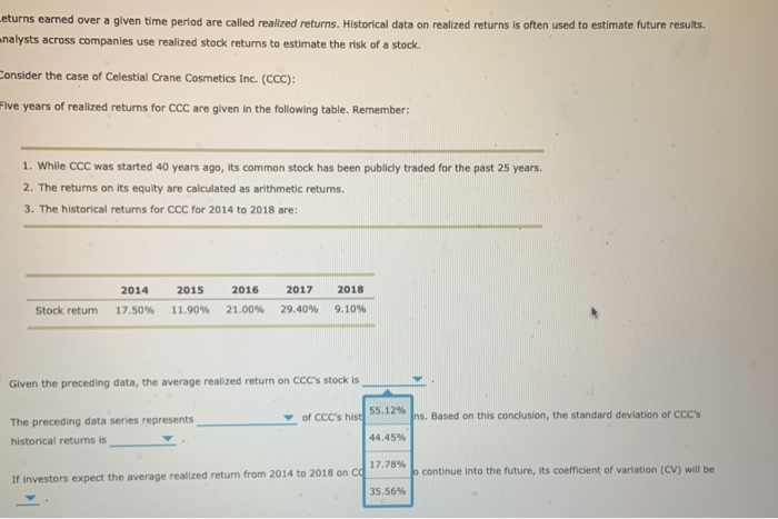 a given time Analysts across companies alled returns. Historical data on realized