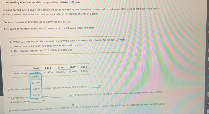 a stock. Consider the case of Celestial Five years of realized returns